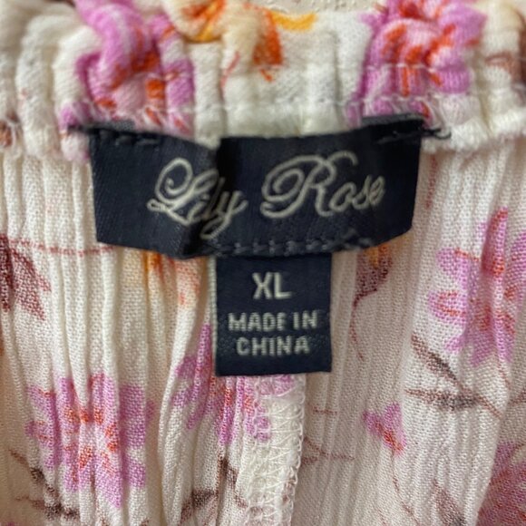 Lily Rose Babydoll Mini Dress XL Off-Shoulder Floral Smocked Cottagecore - Picture 2 of 13